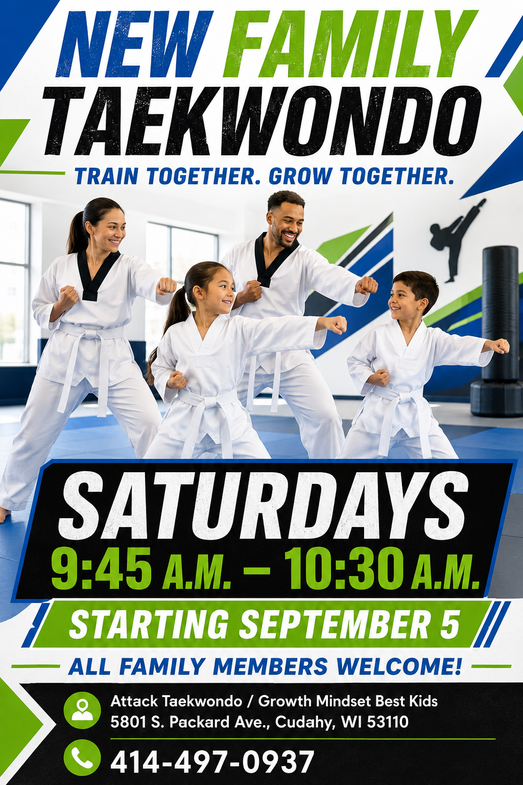 Saturday family Taekwondo class flyer